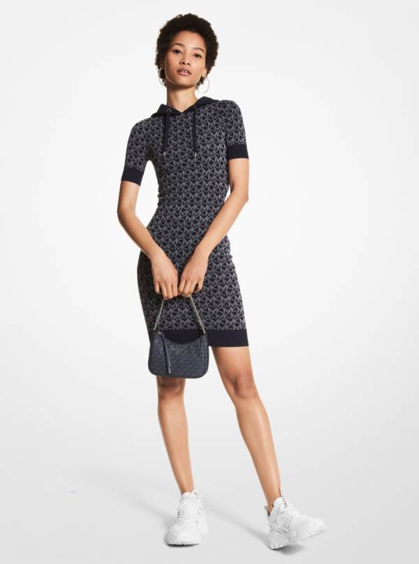 Damske Saty Michael Kors Logo Jacquard Hoodie Modre - Oblecenie Michael Kors Akcia | EORMI-1786